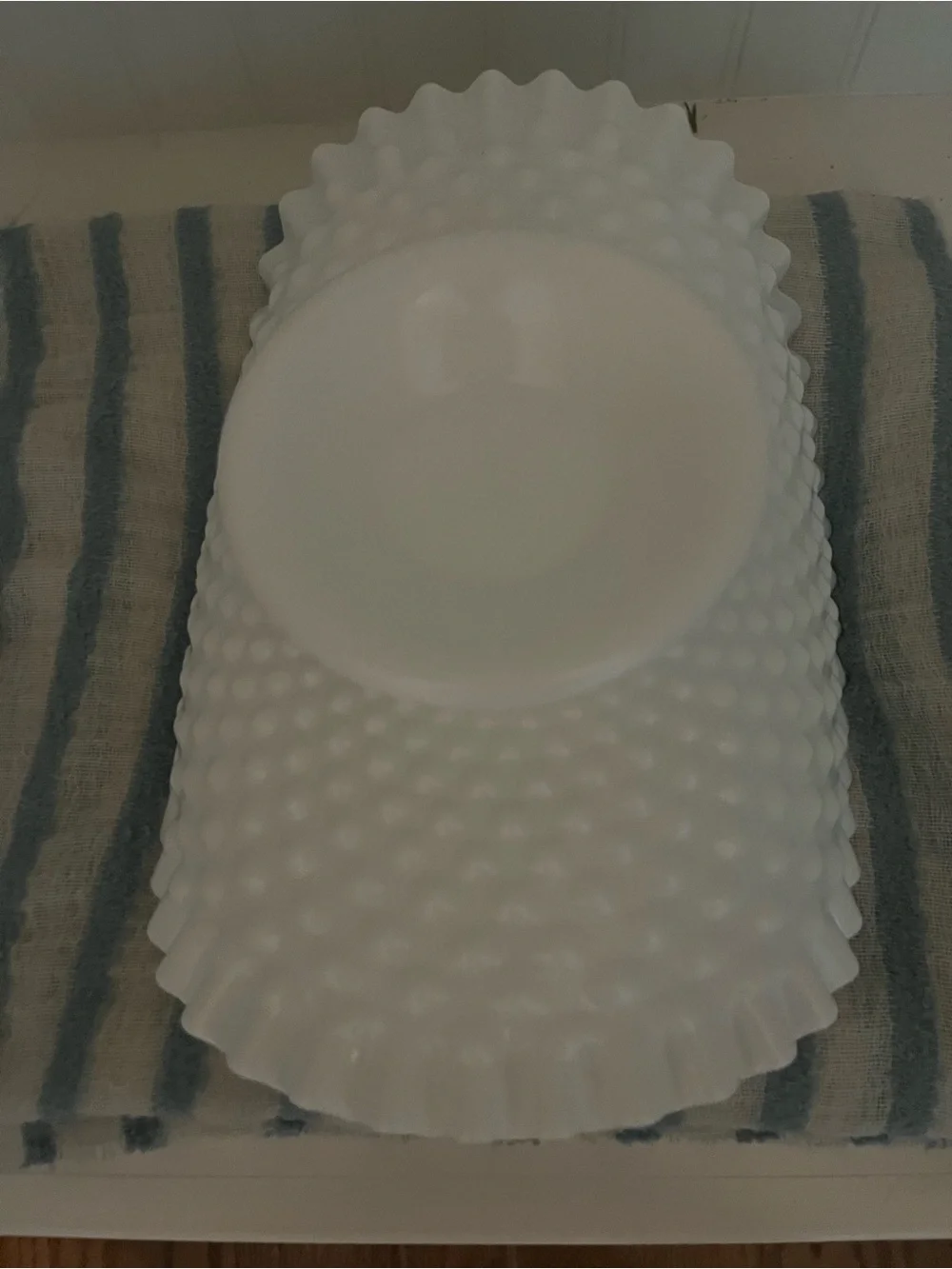 Fenton White Decorative Ceramic Hobnail Compote Bowl